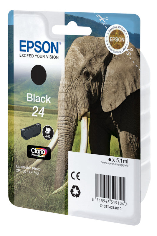 Epson Tintenpatrone 24, Schwarz, 360 Seiten – für Tintenstrahldrucker/Multifunktionsgeräte