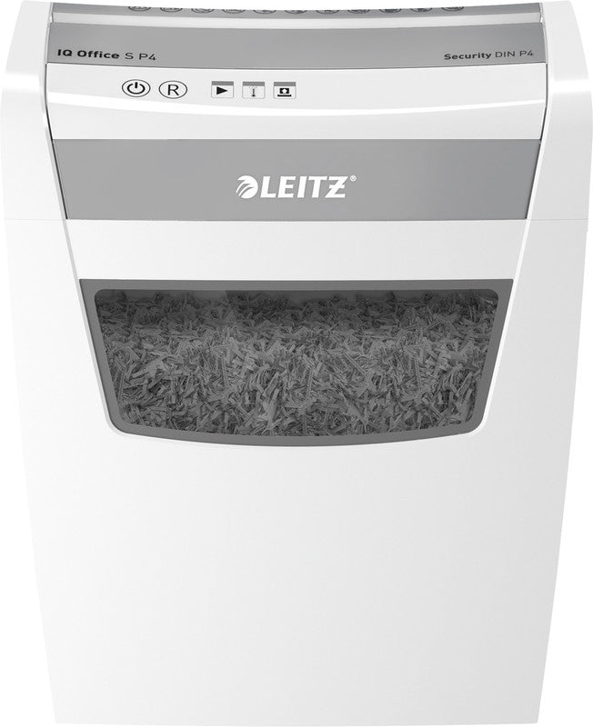 Leitz IQ Office S – Aktenvernichter, DIN P-4, Partikelschnitt 4 × 28 mm, 12 Blatt, 23 l, A4