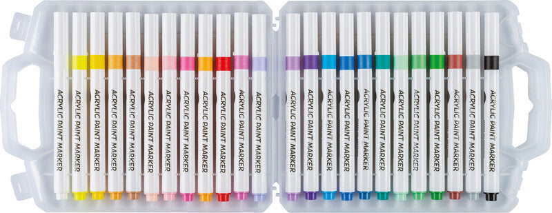 Centrum Acrylmarker – Rundspitze 1–3 mm – Mehrfarbig, 24er-Set – für Glas, Stein und Stoff