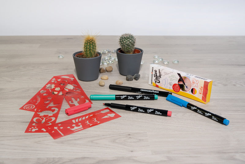 Eberhard Faber Non-Permanent Marker Tattoo – Rundspitze – Sortiert – 4er-Set – Wasserlöslich