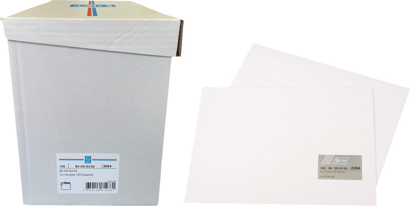Goessler Couvert B4, ohne Fenster, selbstklebend, grau, 120 g/m², mit Innendruck – 100 Stk.
