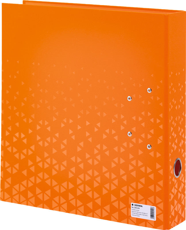 HERMA Ordner – A4 hoch – 2-Ring Hebelmechanik, Rücken 70 mm – orange, mit Niederhalter, mit Griffloch