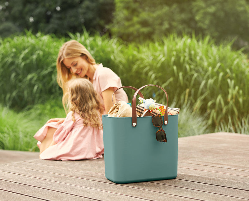 Rotho Einkaufstasche Multibag Style Albula – 25 l – 40 × 43 × 23,5 cm – Kunststoff – Mistelgrün