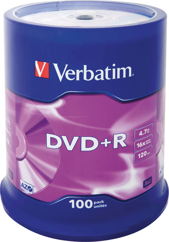 Verbatim DVD+R 16x 4,7 GB Matt Silber – 100 Stück