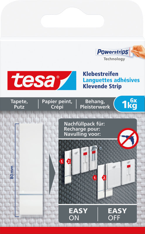 Tesa Powerstrips Montageband, für den Innenbereich, für Wand, weiss, bis 1 kg