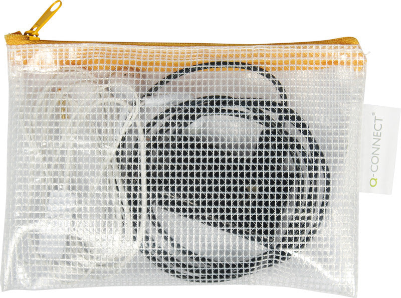 Q-connect Reissverschlusstasche – für Dokumente und Utensilien – 170 × 130 mm, Kunststoff, Orange – 8 Stück