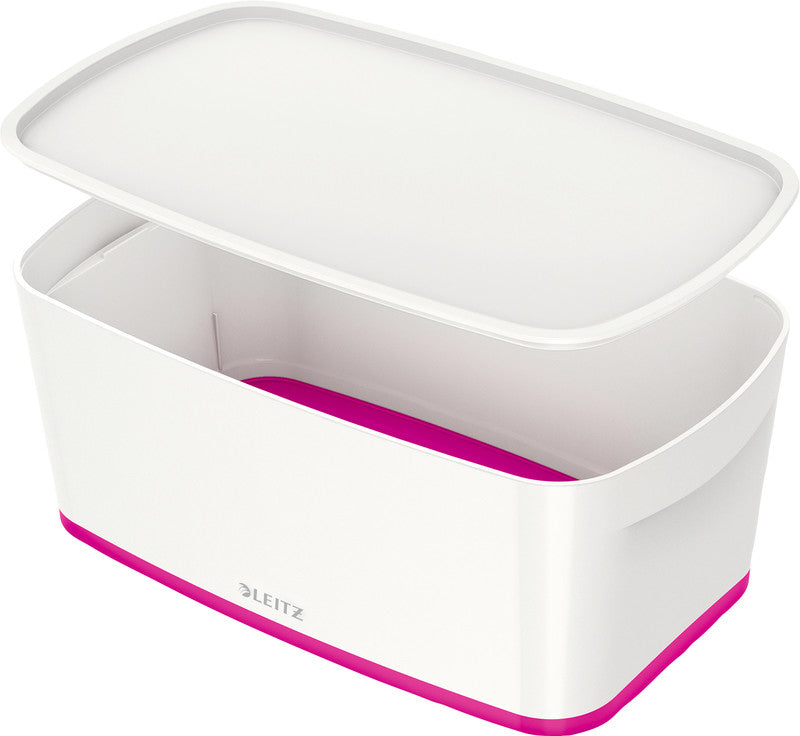 Leitz Aufbewahrungsbox MyBox – ABS-Kunststoff, weiss/pink, 31,8 × 12,8 × 19,1 cm