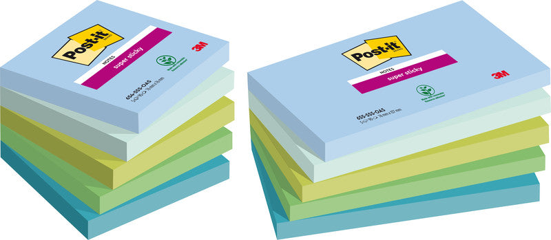 Post-it Super Sticky Haftnotizen – 76×76 mm – sortiert, 5×90 Blatt, PEFC