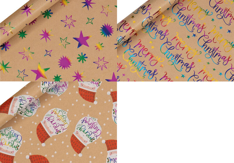 Glick Geschenkkraftpapier – Rainbow, Weihnachten – Papier – 700 × 2000 mm – mehrfarbig, recyclingfähig