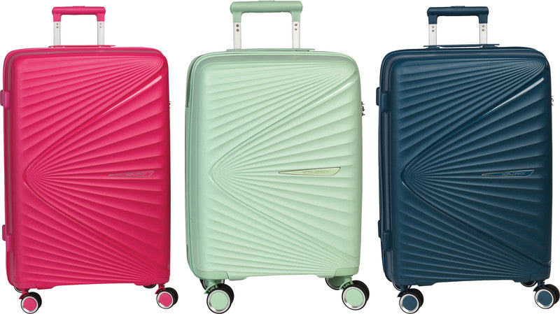 Worldpack Kofferset Vegas 3-teilig Handgepäck – Hartschale PP, 4 Doppelrollen, Pink