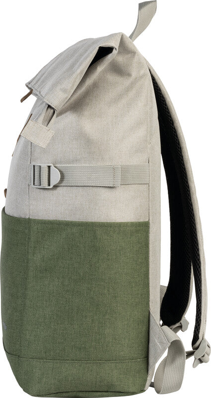 Bestway Notebook-Rucksack Campus Style Roll-Top – Polyester – Hellgrau/Khaki, 260 × 500–600 × 160 mm