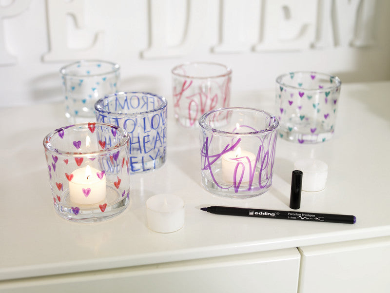 Edding Porzellan-Pinselstifte für Porzellan, Keramik und ofenfestes Glas – sortiert, 6er Set
