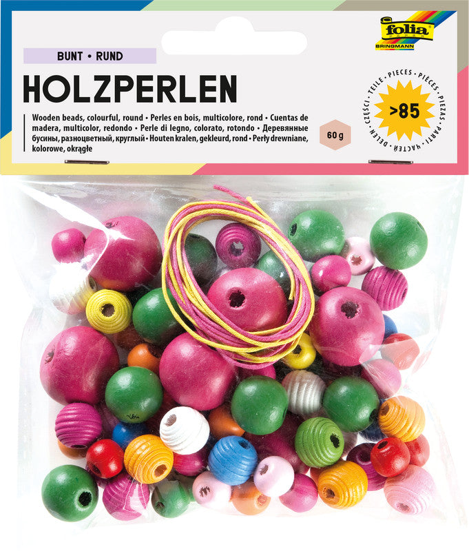 Folia Holzperlen – sortiert – 84 Perlen