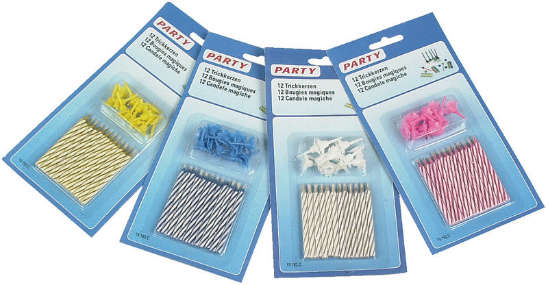 Party Geburtstagstrickkerzen, sortiert, Ø 6 mm × 70 mm, 12 Stück