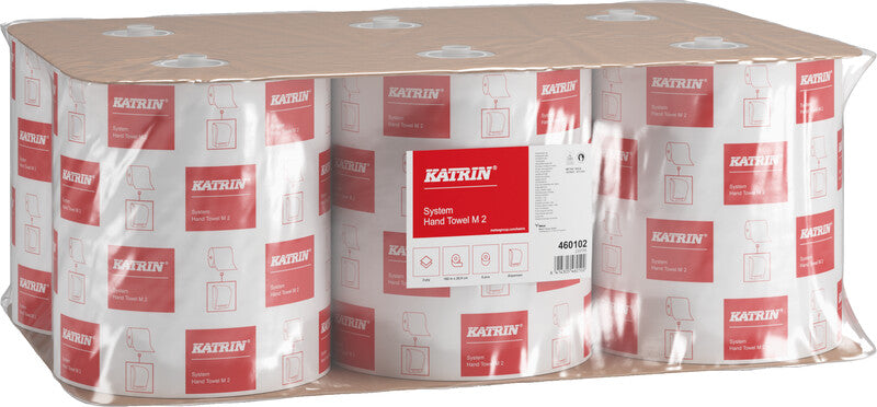 Katrin Handtuchrolle System M – 2-lagig, Recyclingfasermaterial, 160 mm × 160 m, für Katrin Inclusive System