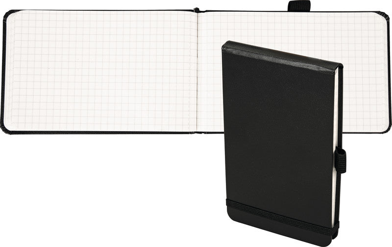 Biella Notizbuch A6, kariert, Fadenheftung, 160 Seiten, perforiert, 80 g/m² – schwarz