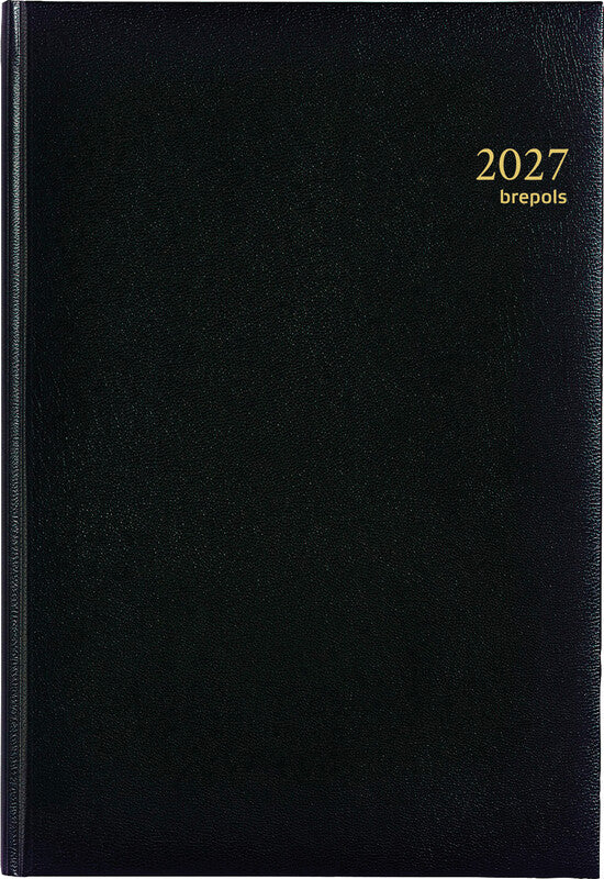 Brepols Omega Agenda – 1 Woche/2 Seiten, gebunden, 21 × 29 cm, 2027, schwarz, FSC