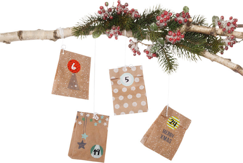 Folia Adventskalender-Set – 24 Papiertüten – 100 × 175 × 55 mm
