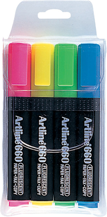 Artline Textmarker Set 4 Farben – Keilspitze, 1–4 mm