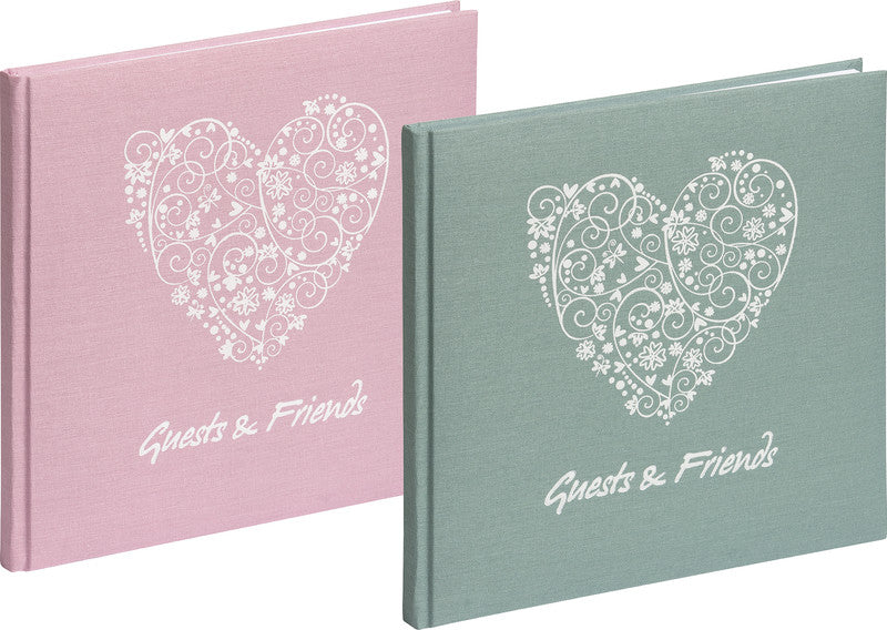 Pagna Guests & Friends Gästebuch – 250 × 250 mm – 144 Seiten – gebunden, Stoffeinband, rosé