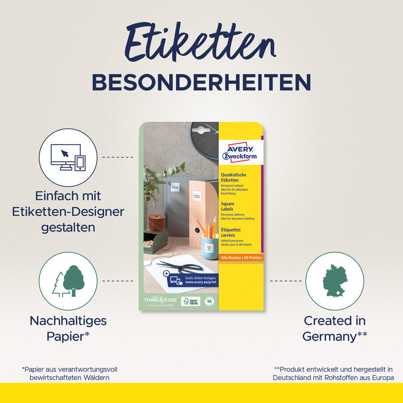 Avery L7121-25 Schuletiketten – permanent haftend