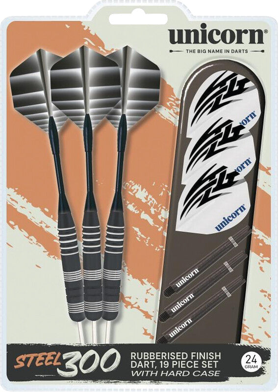 Unicorn S300 Dartpfeile – 24 g – 3 Stück – Stahl, mehrfarbig