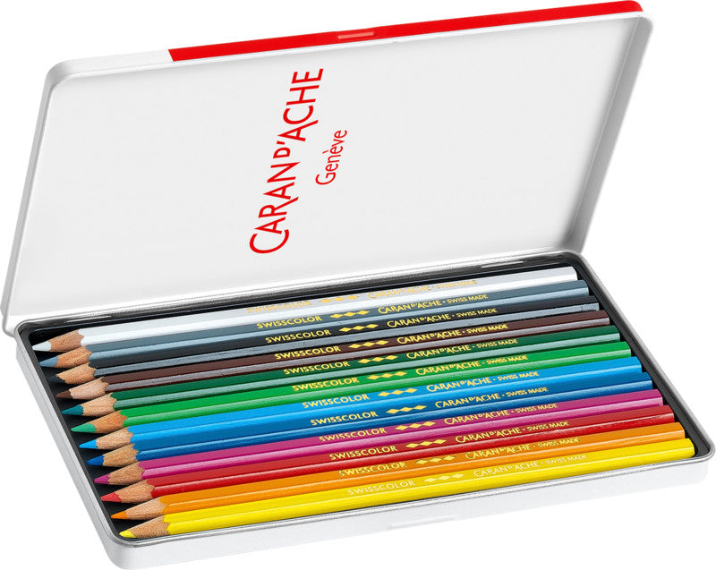 Caran d-Ache Caran d'Ache Buntstifte Swisscolor – 12 Farben, im Metalletui, Ø 2,8 mm, FSC