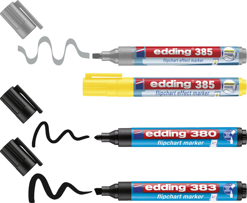 Edding Flipchart-Marker – Rundspitze – Sortiert – 4er-Set – Nachfüllbar