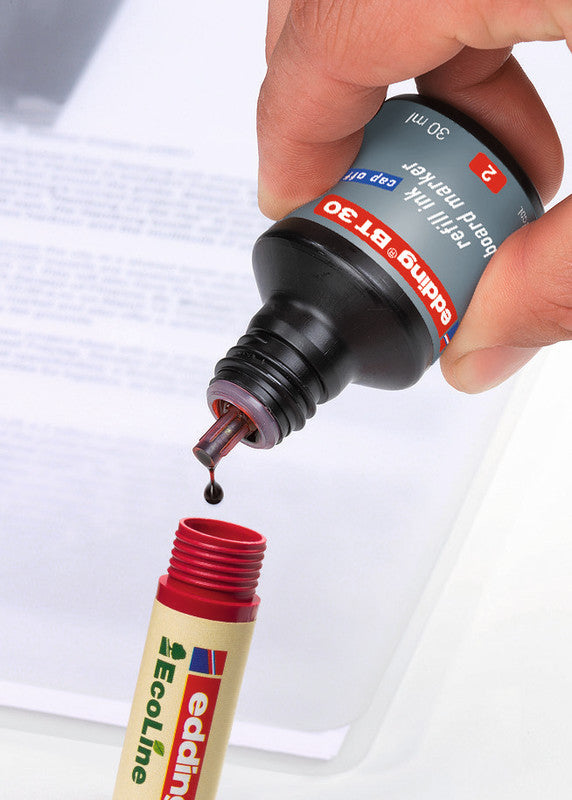 Edding Marker-Nachfüllung BT30 für Edding 250, 28, 29 + 2 weitere – rot, löschbar, 30 ml