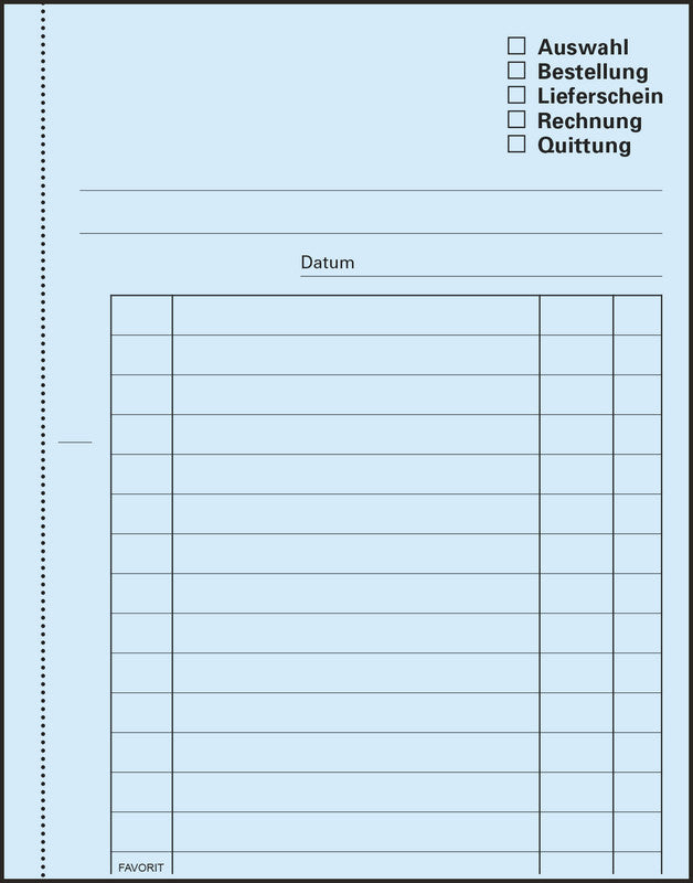Favorit Formularblock – Deutsch, 50 Blatt, A6