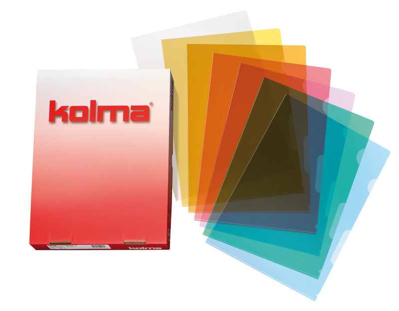 Kolma Sichtmappe A4 – farbig sortiert, Kunststoff, glänzend, 130 µm, 10er-Pack