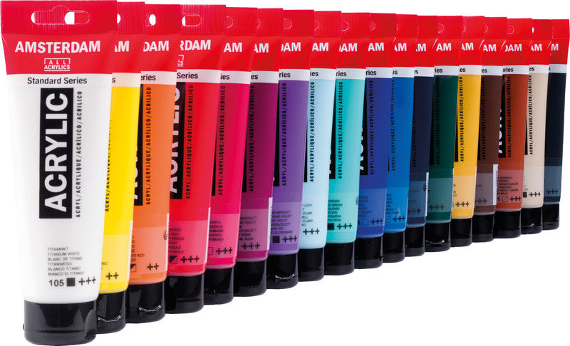 Royal Talens Amsterdam – Acryl Standard – Acrylfarbe – Set – 18 Farben, sortiert, 18 × 120 ml