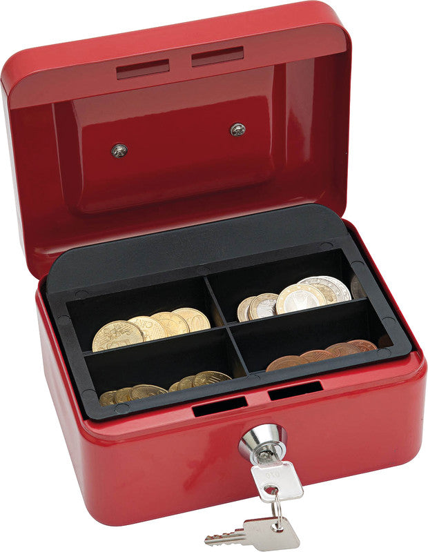 Wedo Geldkassette – mit Schlüssel – 15,2 × 11,5 × 8 cm – Rot – Stahl