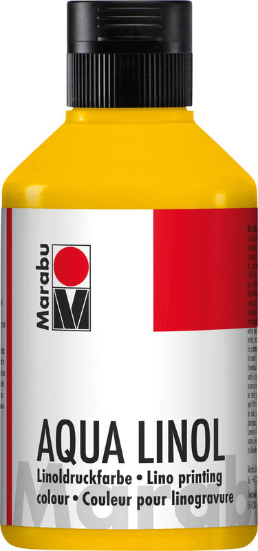 Marabu Aqua – Linoldruckfarbe – Mittelgelb, 250 ml, für Linolschnitt