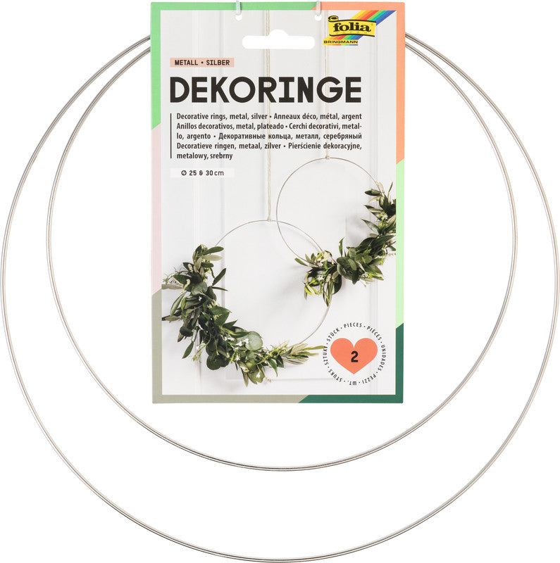 Folia Deko-Ring – silber – Ø 250 + 300 mm, 2 Stück