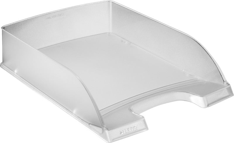 Leitz Briefkorb – mit Griffausschnitt, mit Beschriftungsfeld, matt, transparent, B 255 × H 70 × T 357 mm