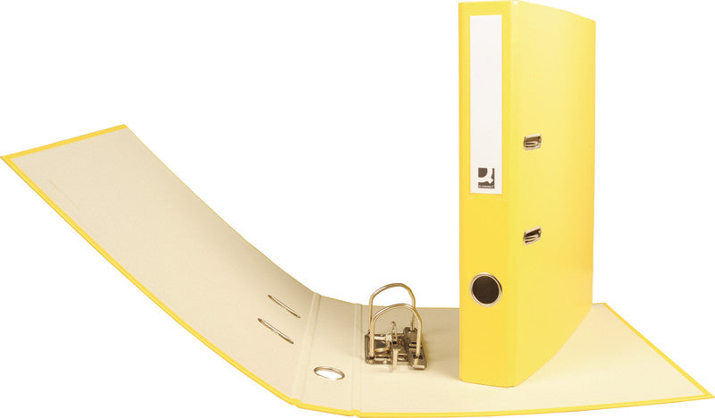 Q-connect Ordner – A4 hoch – 2-Ring Hebelmechanik, Rücken 40 mm – gelb, mit Griffloch, FSC