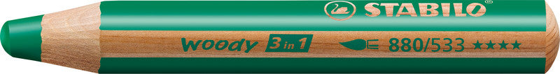 STABILO Buntstifte Woody 3 in 1 – 3-in-1, Minen-Ø 10 mm, 5 Stk., grün