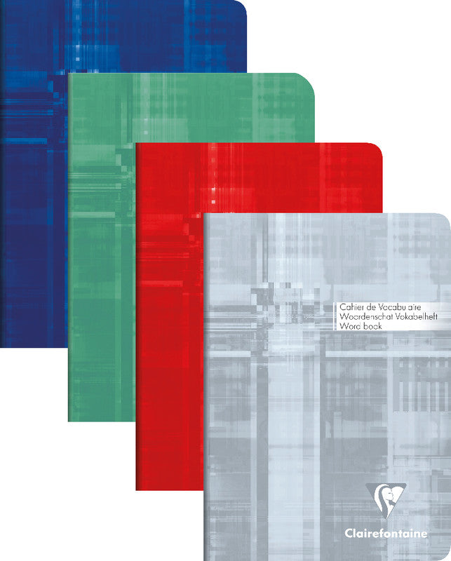 Clairefontaine Vokabelheft A6, liniert mit Mittellinie, geheftet, Karton, 64 Seiten, 90 g/m² – sortiert