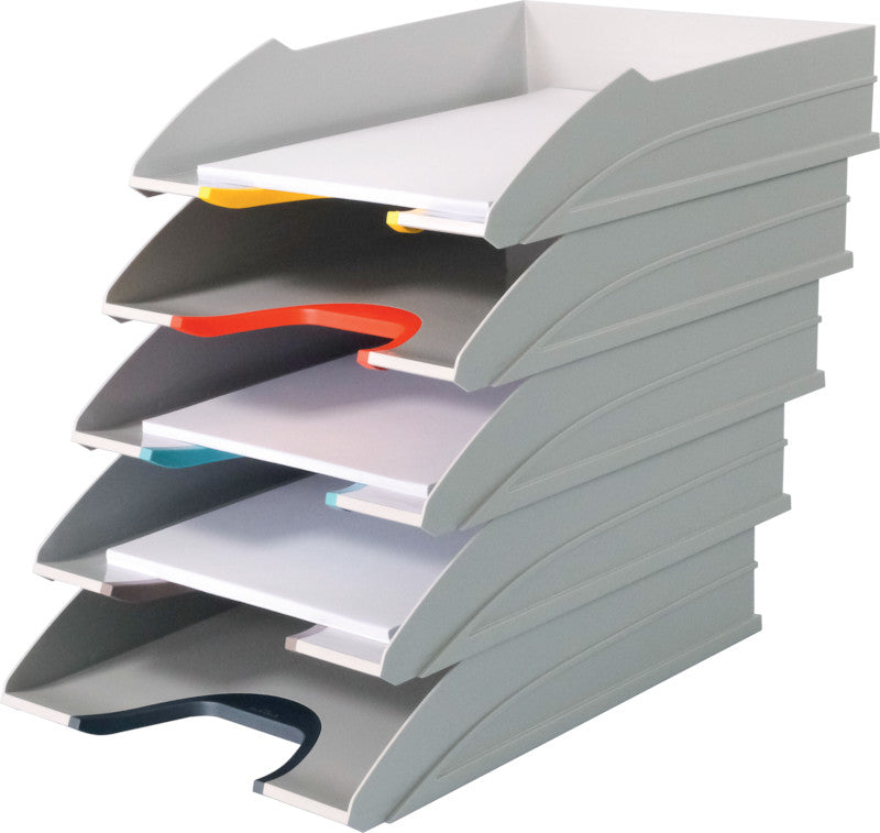 Durable Briefkorb – für A4, C4, stapelbar, mit Griffausschnitt, glänzend, weiss, B 264 × H 74 × T 336 mm