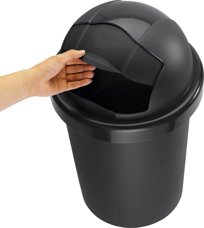 Rotho Abfallcontainer Roll Bob – 30 l, mit Deckel, Kunststoff, schwarz – B × H × T 355 × 595 × 355 mm