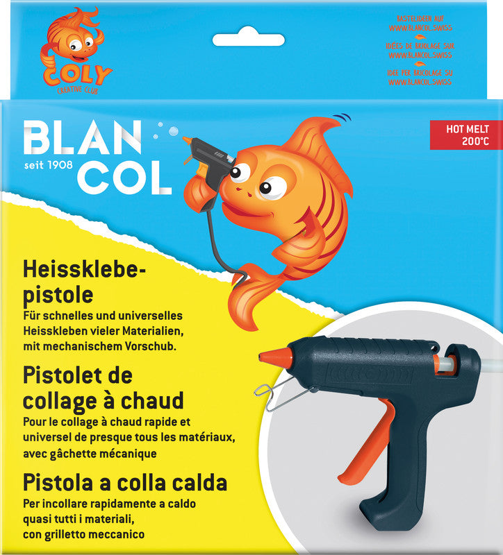 BLANCOL Heissklebepistole Hot Melt – 200 °C – inkl. 2 Klebepatronen, mechanischer Vorschub