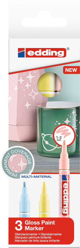 Edding Permanent Marker – blau, pink, gelb, 3er Set
