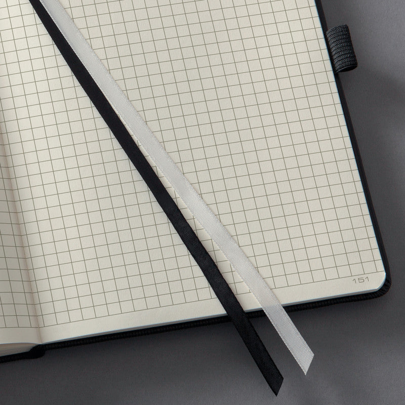 Sigel Notizbuch, 108 × 151 mm, kariert 5 mm, Fadenheftung, 194 Seiten, 80 g/m² – schwarz