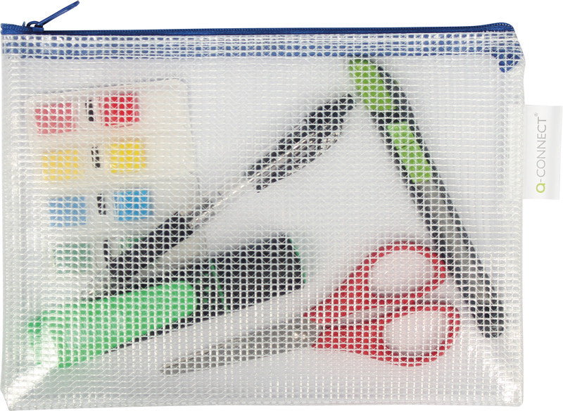 Q-connect Reissverschlusstasche – für A4-Dokumente – 337 × 255 mm, Kunststoff, Grün – 8 Stück