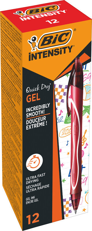 BIC Gel-ocity Quick Dry Gelschreiber – rot, 0,7 mm, schnelltrocknend, Druck, nachfüllbar