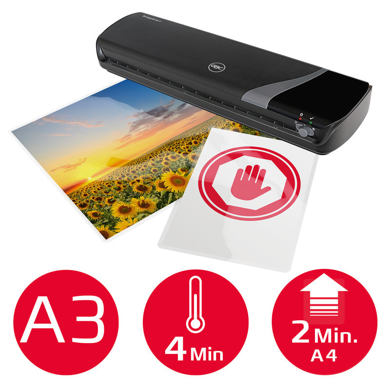 GBC Inspire+ Laminiergerät A3 – 2-Rollen, 75–125 µm, Kaltlamination, Aufheizzeit 4 Min., 250 mm/min
