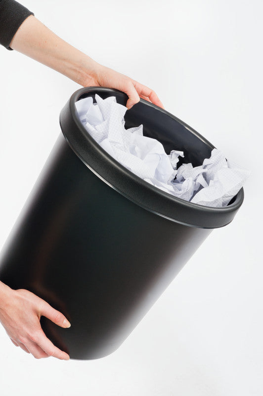 Helit Papierkorb the german – 30 l – Kunststoff, schwarz – Ø 350 × H 410 mm