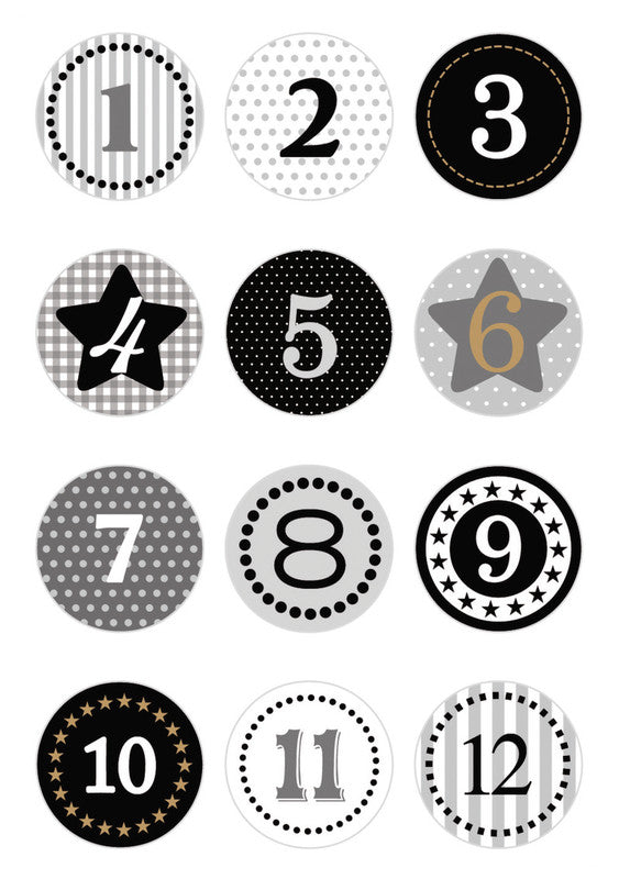 HERMA Geschenketiketten – Adventskalender 1-24 – 24 Etiketten – permanent, Papier – Bogen 84 × 120 mm