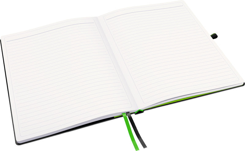 Leitz Notizbuch – 187 × 244 mm – 80 Blatt – 100 g/m², perforiert, Gummiband, Stiftschlaufe, schwarz, FSC